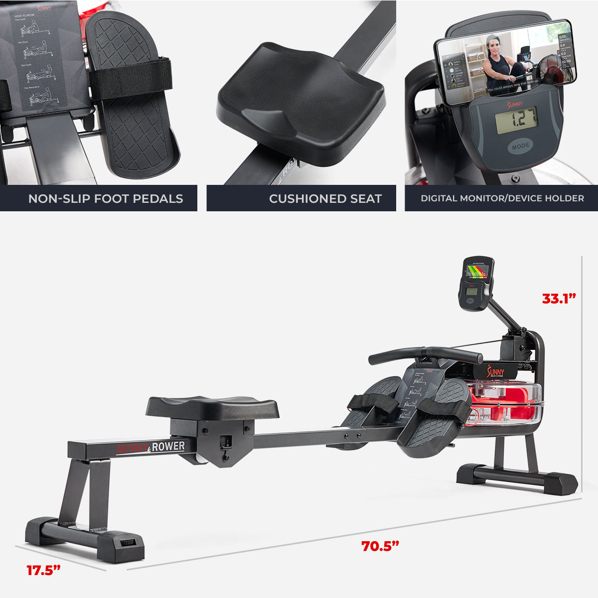  Hydro Water Rowing Machine with Bluetooth Connectivity、mySite、ghnorth