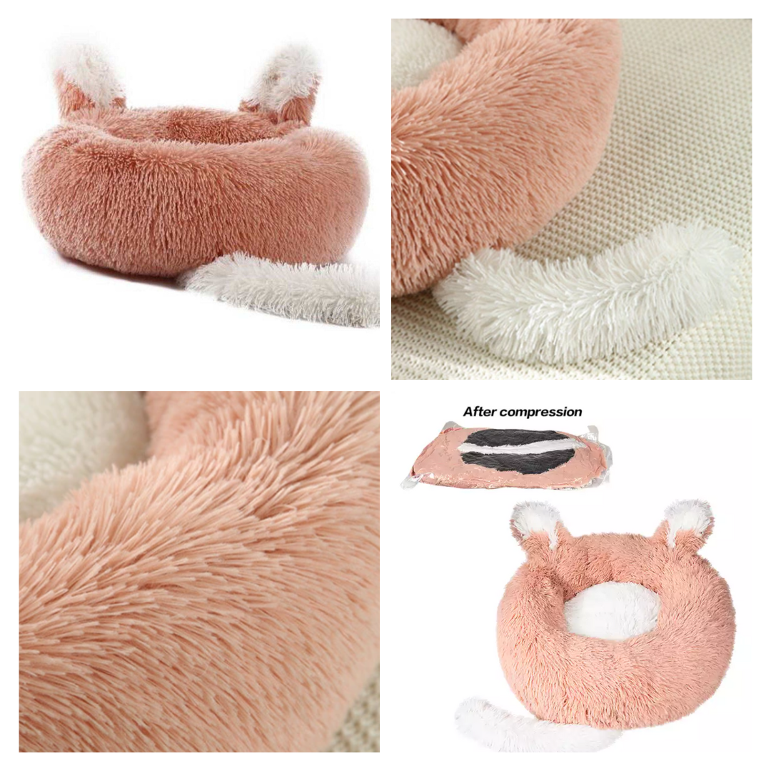 Plush Pet Bed with Ears & Tail for Cats & Small Dogs、mySite、camillekostekn
