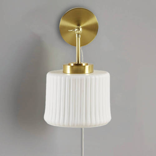White Ceramic Wall Sconce with Adjustable Swing Arm Gold/White See below、、eastwooduniform
