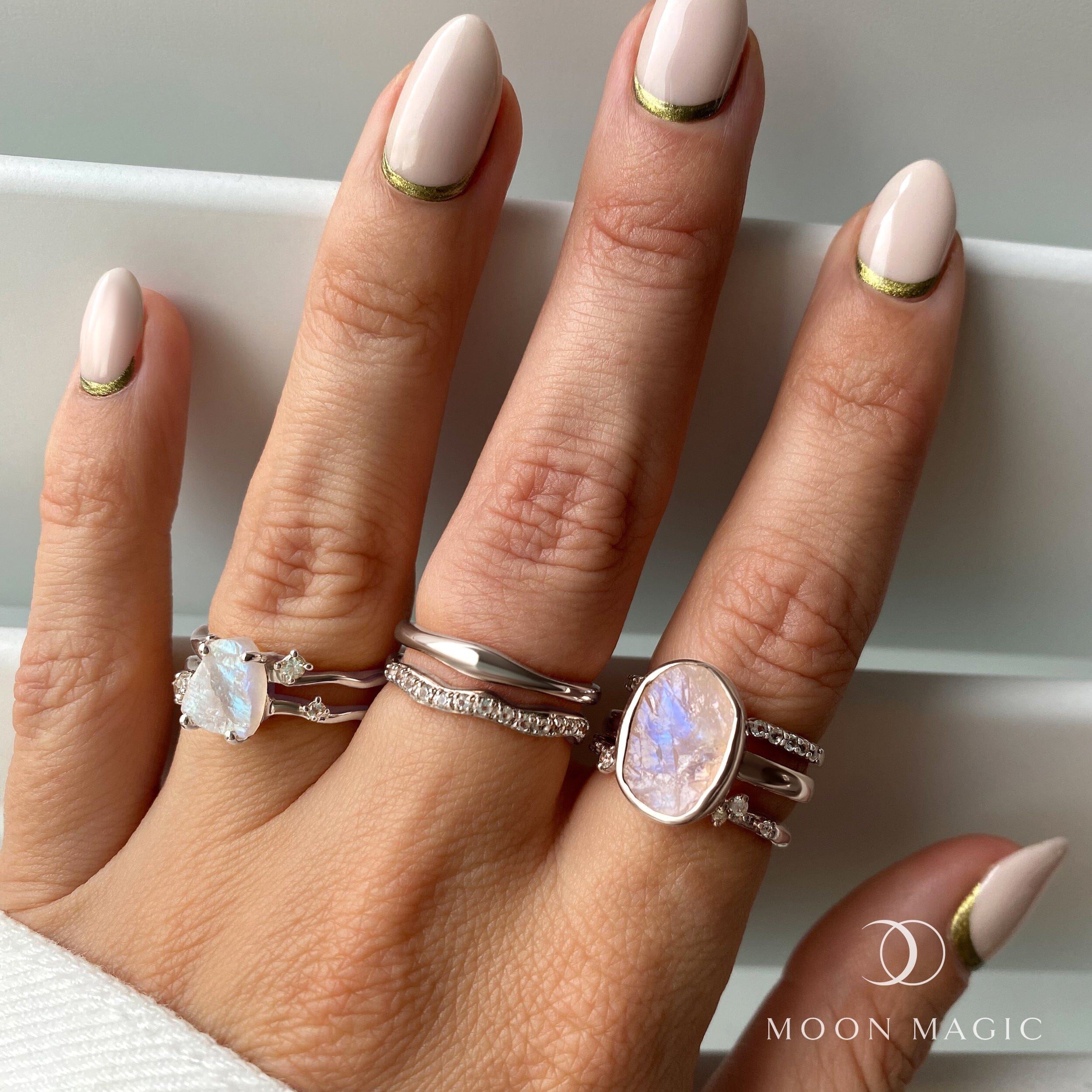 Moonstone Enfolded Ring & Stardust Band、mySite、hinf8tx79