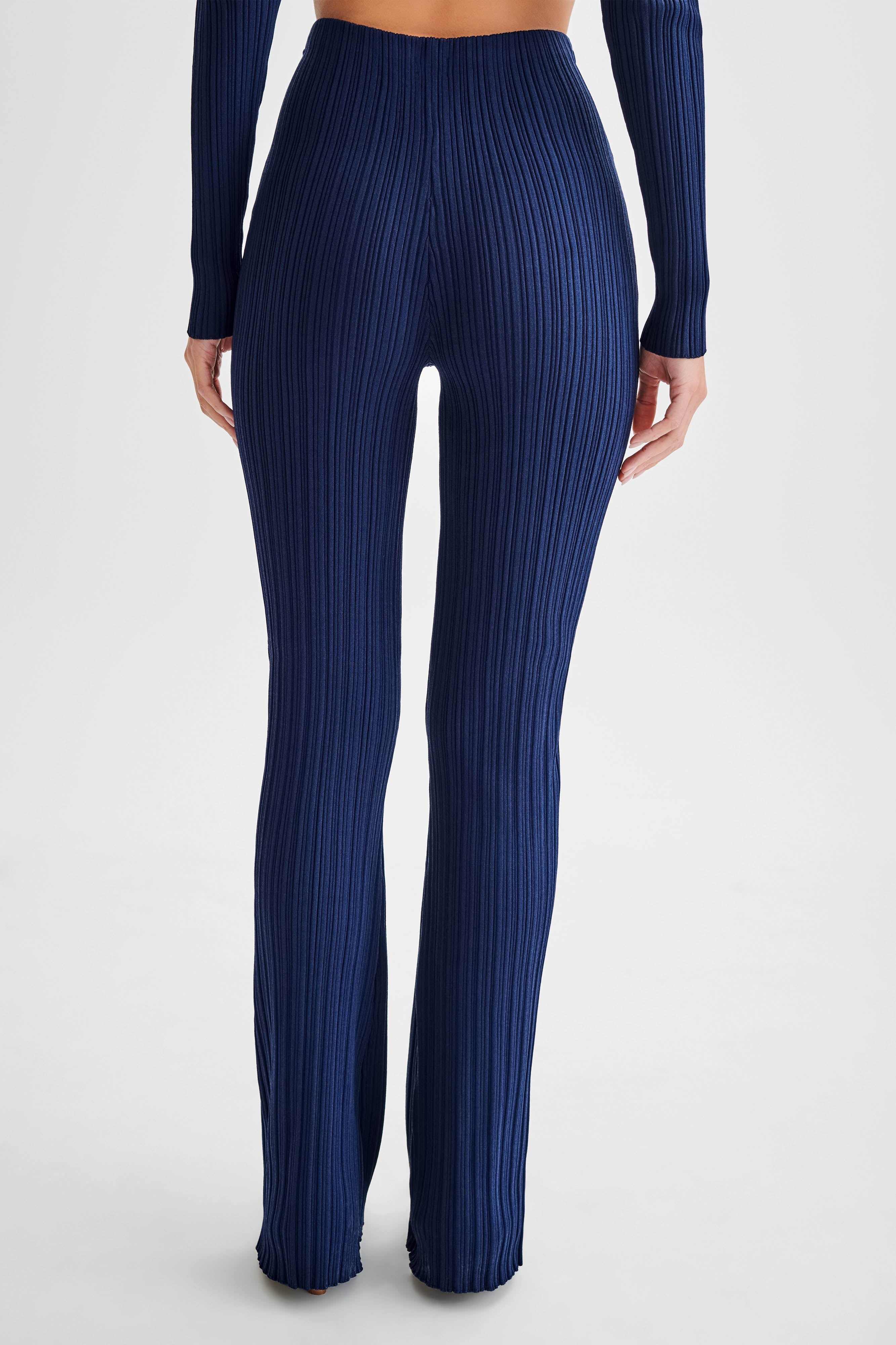 Chiara Straight Leg Rib Knit Pant - Navy、mySite、solidvoid