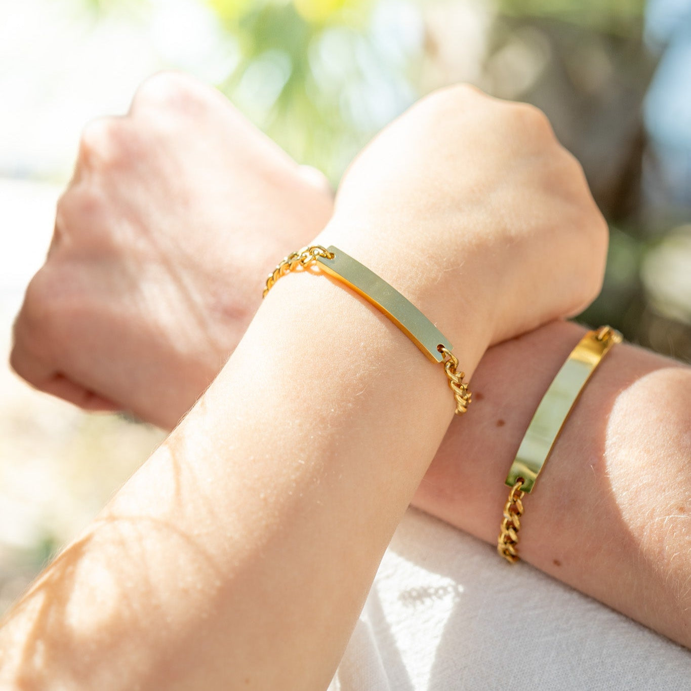 18K Gold PVD Stainless Steel Mini Kids/Baby Curved Bar Bracelet / SBB0307、mySite、dreamappss