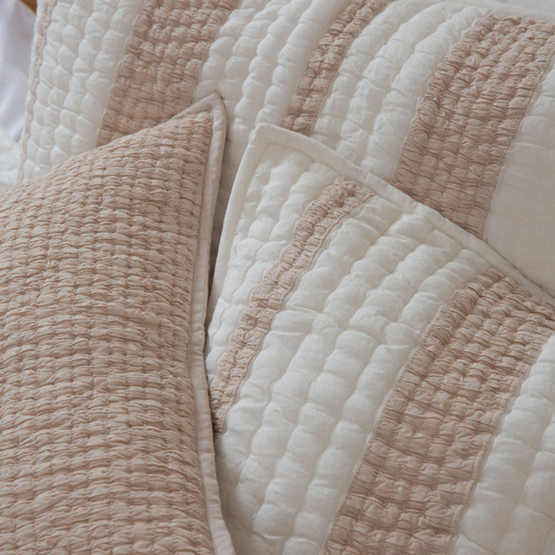 Cotton Bedspread with Pillow Covers | Ivory & Beige | Set of 3、mySite、camillekostekn