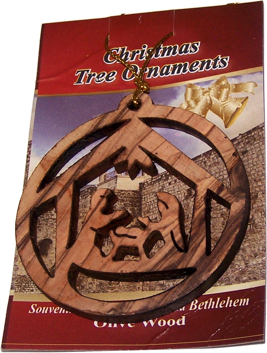 Olive Wood hanging decoration / Christmas Ornament - Nativity scene house carved by hand ( 7.5 cm or 3 Inches )、mySite、topwebapps