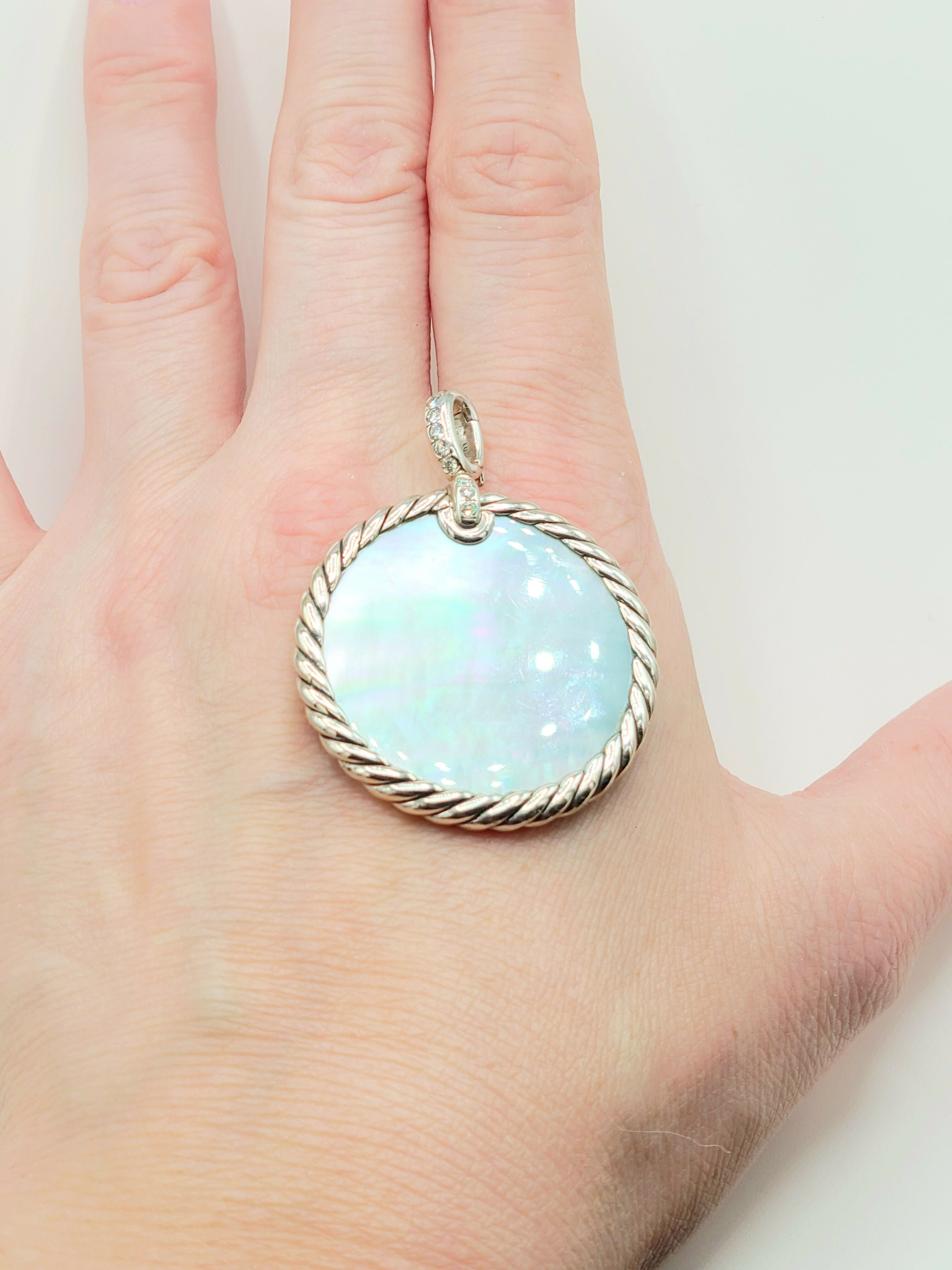 David Yurman Elements Mother of Pearl Onyx Diamond Reversible Pendant Enhancer 32mm、mySite、hinf8tx79