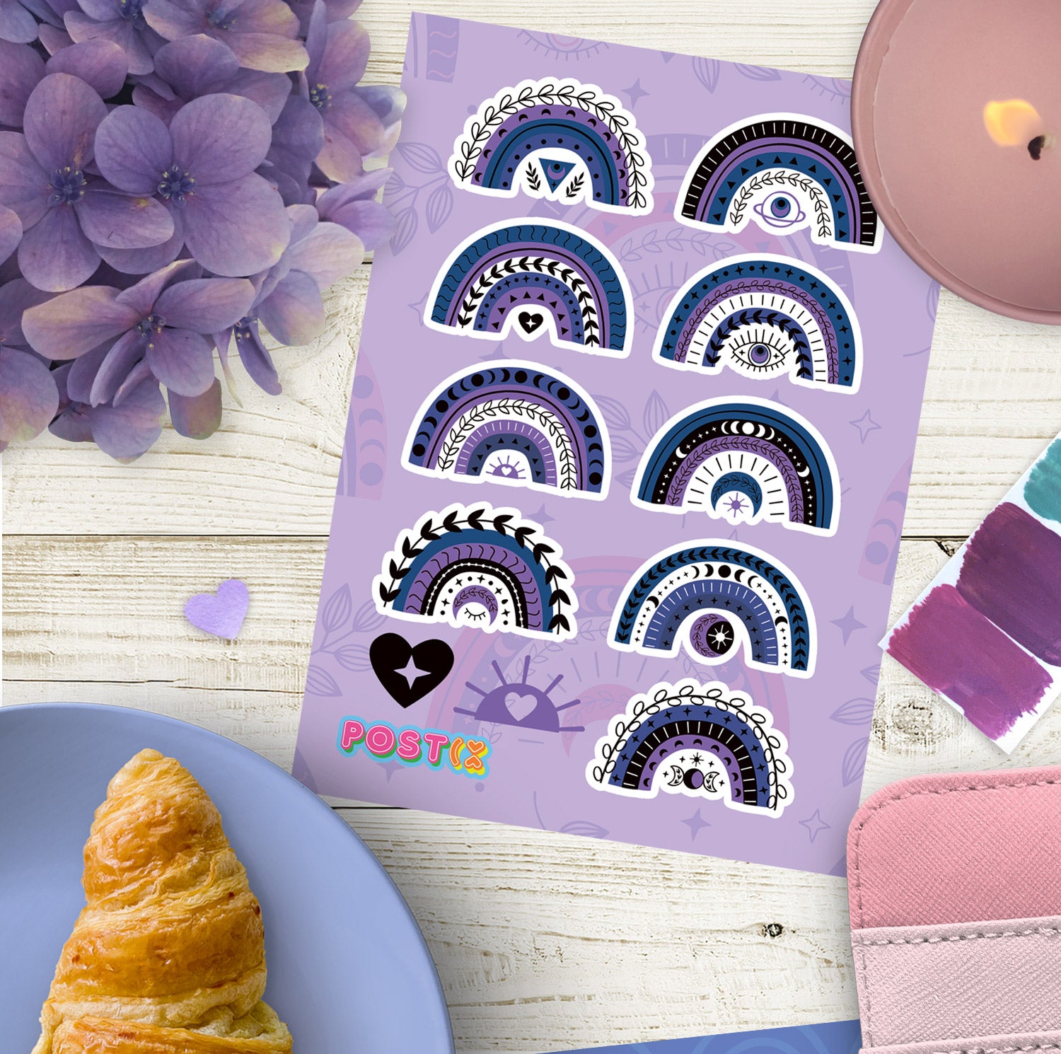  Eclectic Rainbow Mini Sticker Sheet、mySite、ghnorth