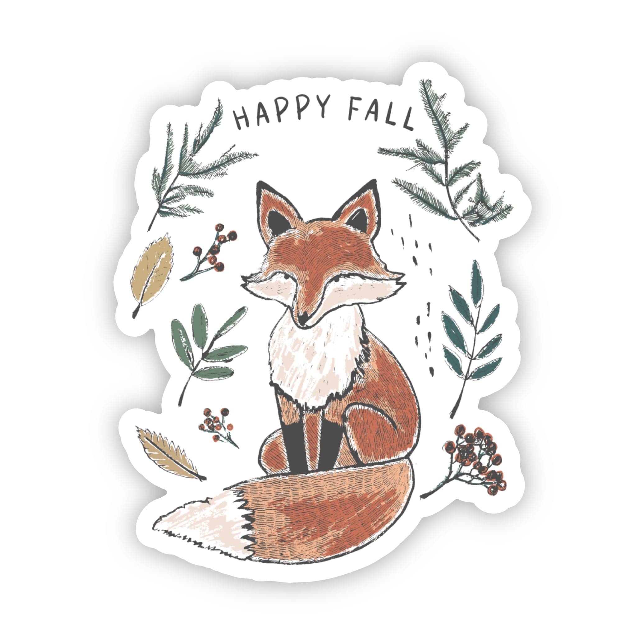  Happy Fall Sitting Fox Sticker、mySite、elrpsem3k