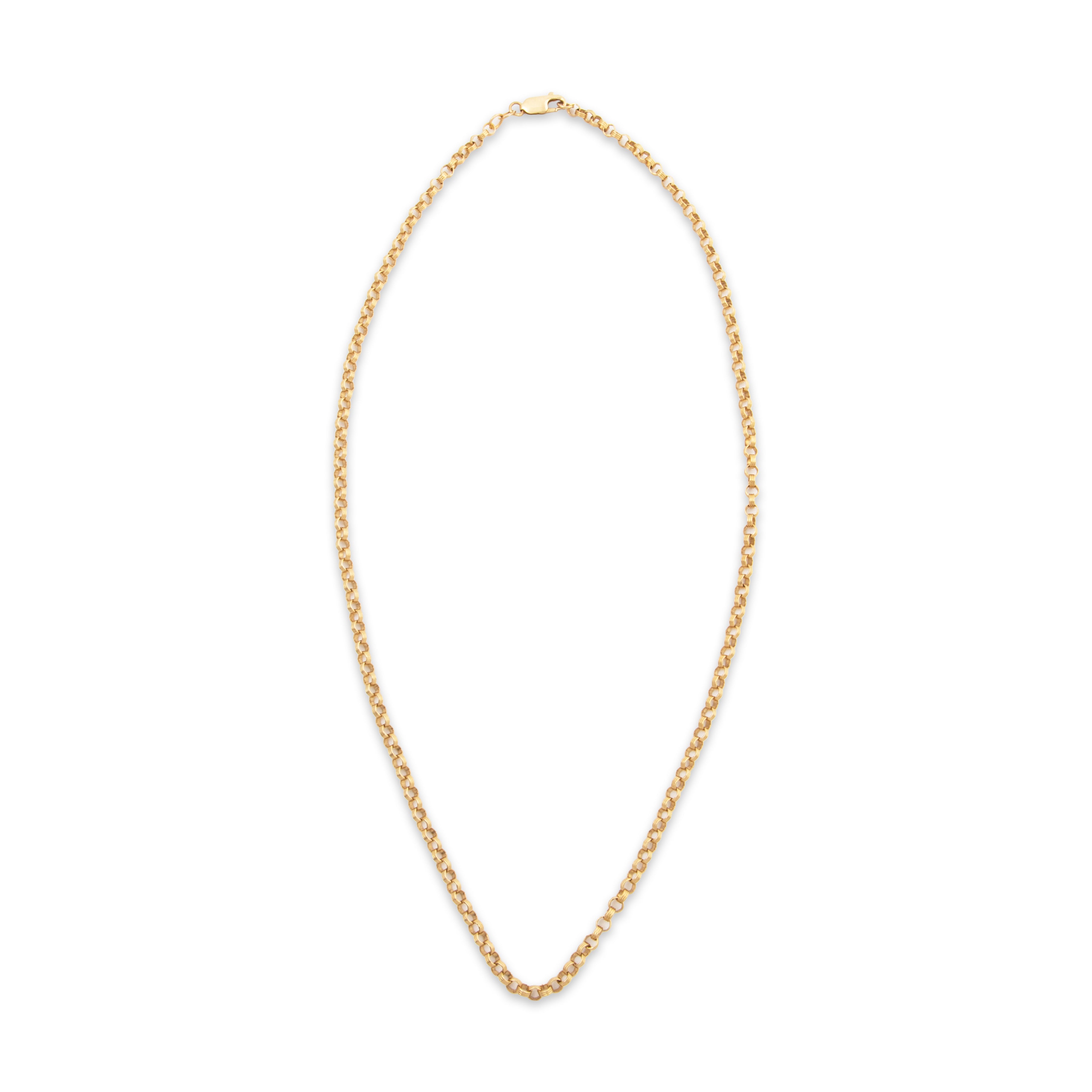 Vintage Italian 14k Yellow Gold Textured Rolo Chain Necklace 18.75、mySite、hinf8tx79