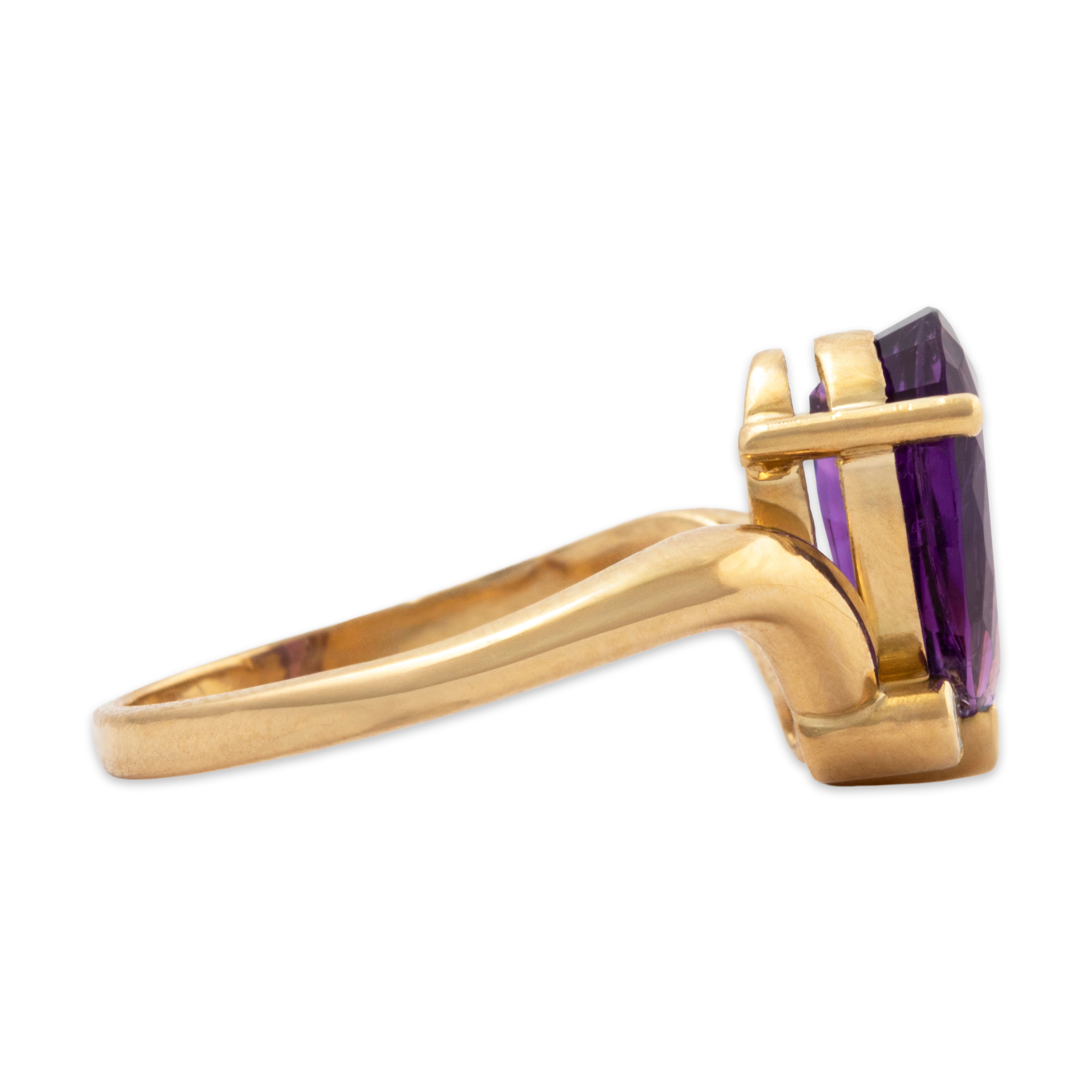 Vintage 18k Yellow Gold 1.35ct Amethyst Diamond Pear Ring 5.75、mySite、hinf8tx79