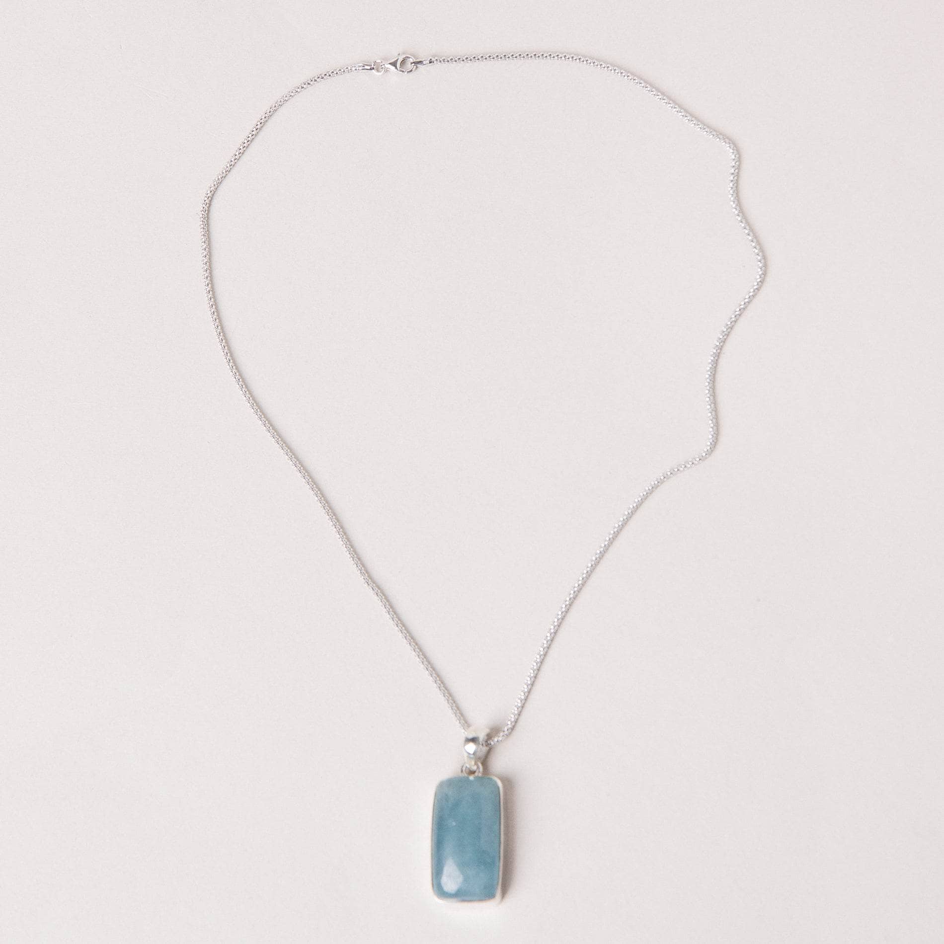 Aquamarine Rectangle Pendant Necklace、mySite、hinf8tx79