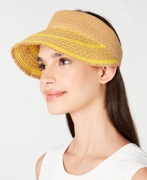 Womens Solid Straw Visor By INC、mySite、g9winljtr