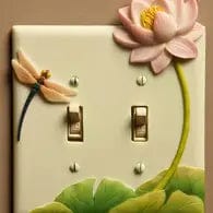 Dragonfly and Waterlily Double Switch Plate、mySite、g9winljtr