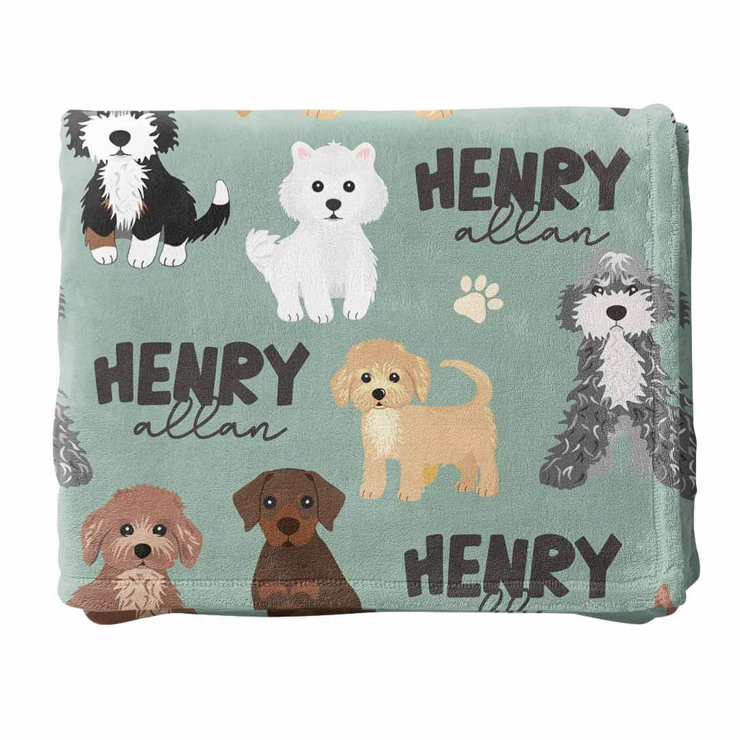  Puppy Pals Personalized Toddler Blanket | Green、mySite、layawaytickets