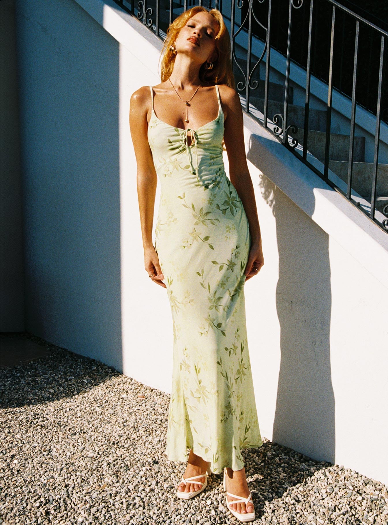 Lauraline Maxi Dress Green / Floral、mySite、solidvoid