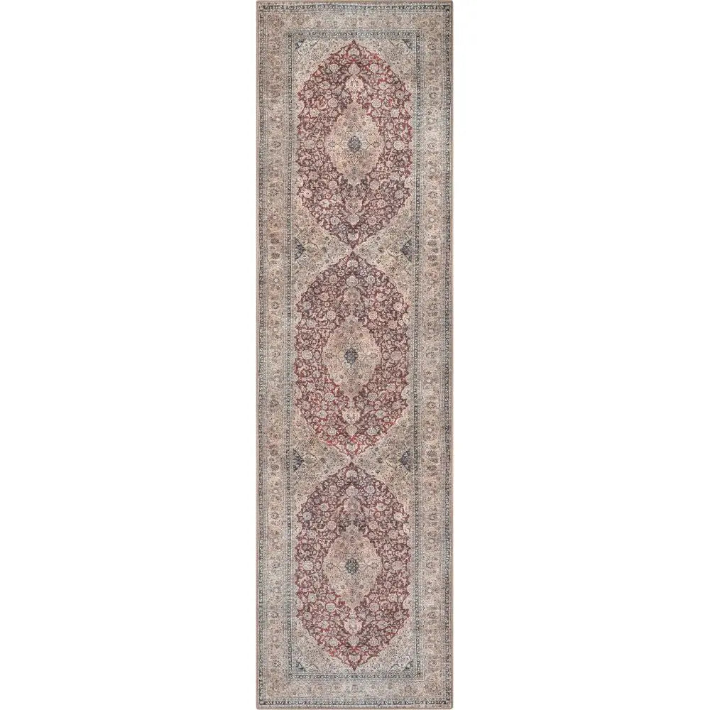 Tonti Machine Washable Vintage Medallion Oriental Red Flat-Weave Distressed Rug、mySite、gigharbornorthrealestate