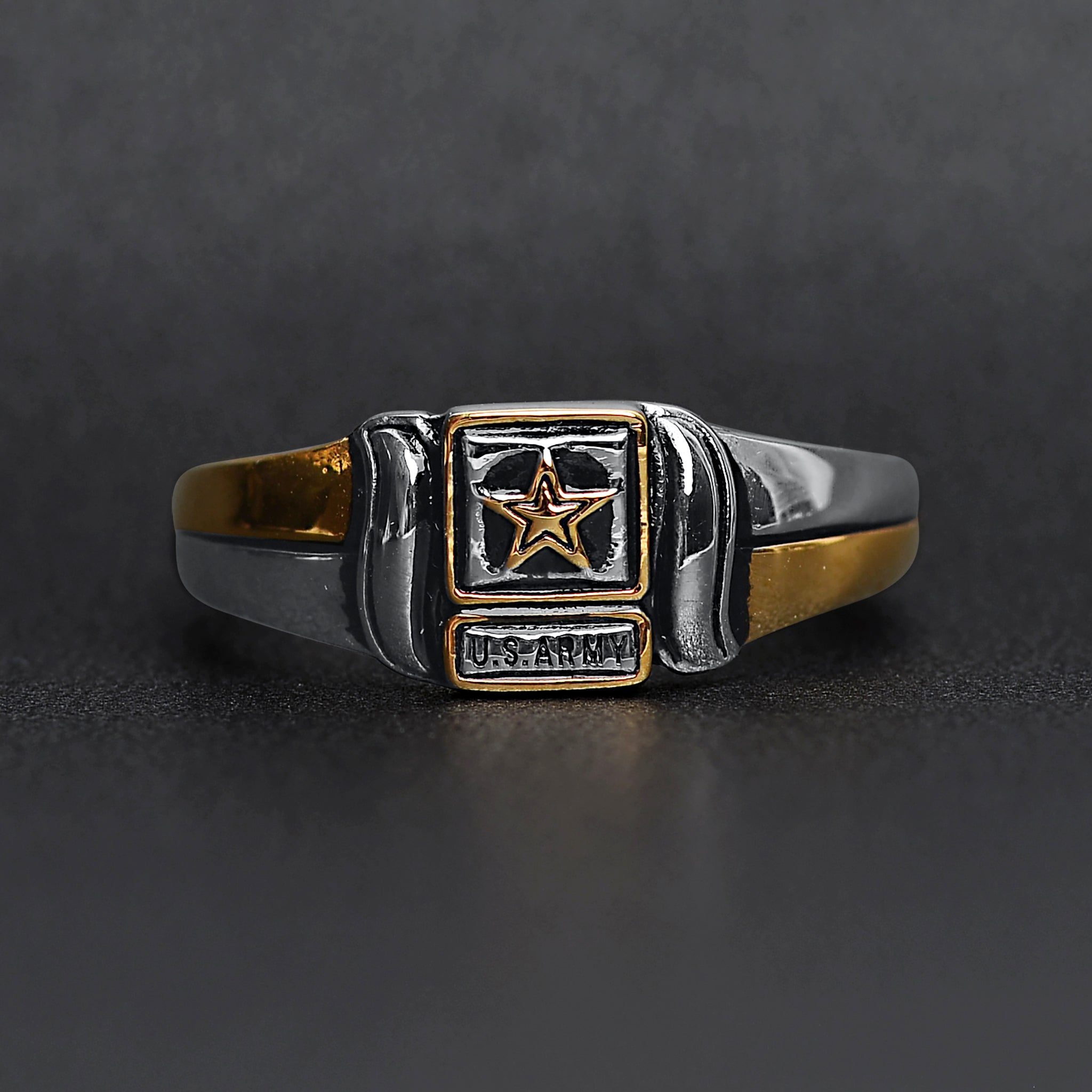 18K Gold PVD Stainless Steel United States Army Two Tone Women's Ring / MCR6015、mySite、dreamappss