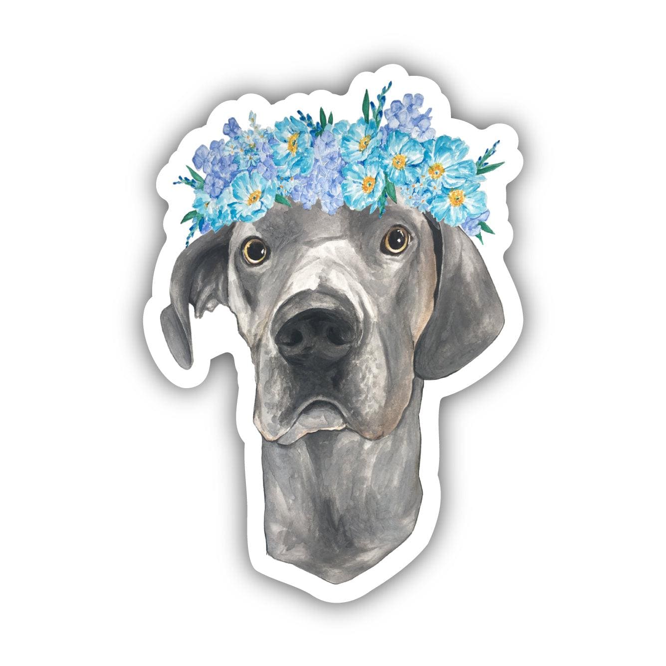 Great Dane With Flower Crown Sticker、mySite、ghnorth