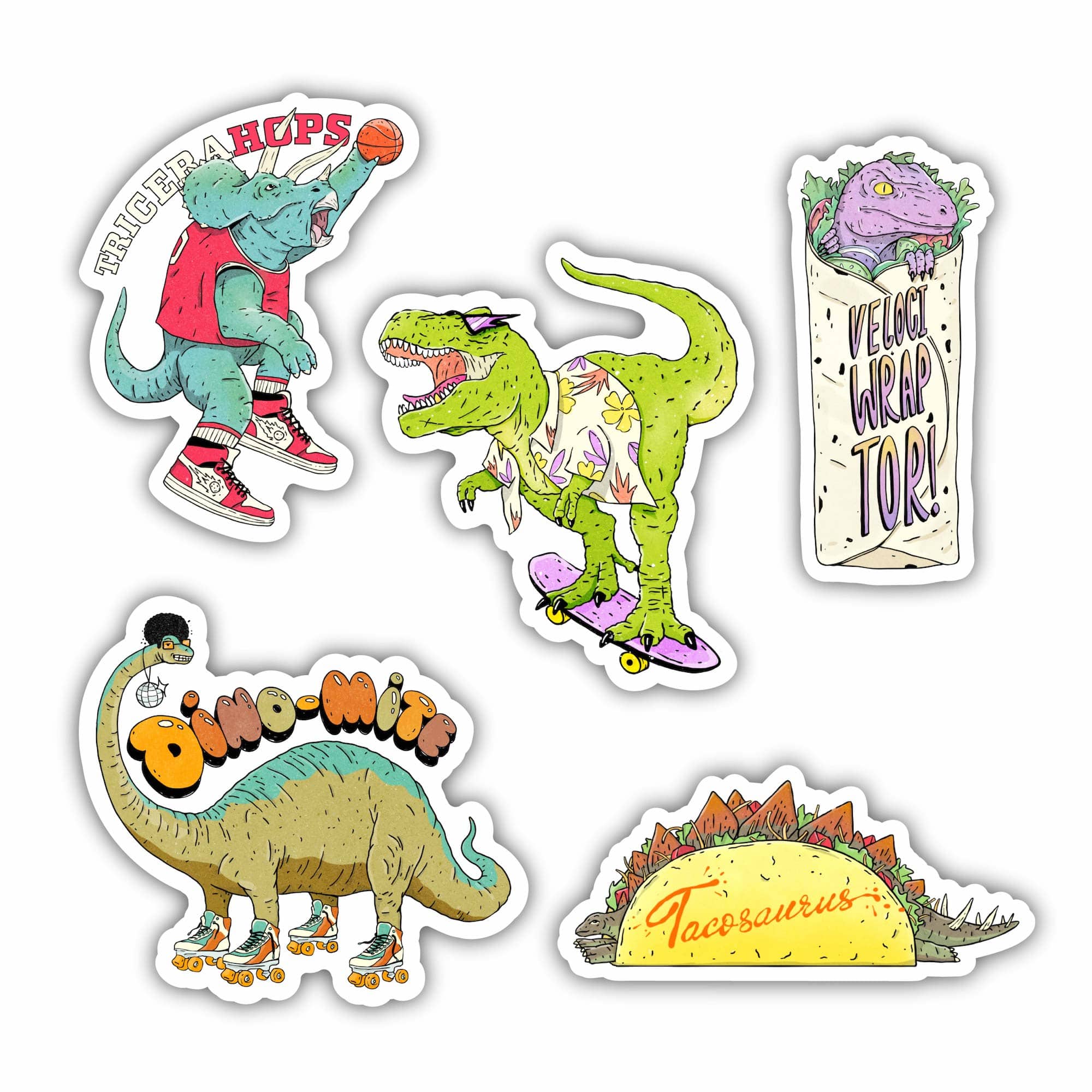  Funny Dinosaur Stickers 5 Pack、mySite、ghnorth
