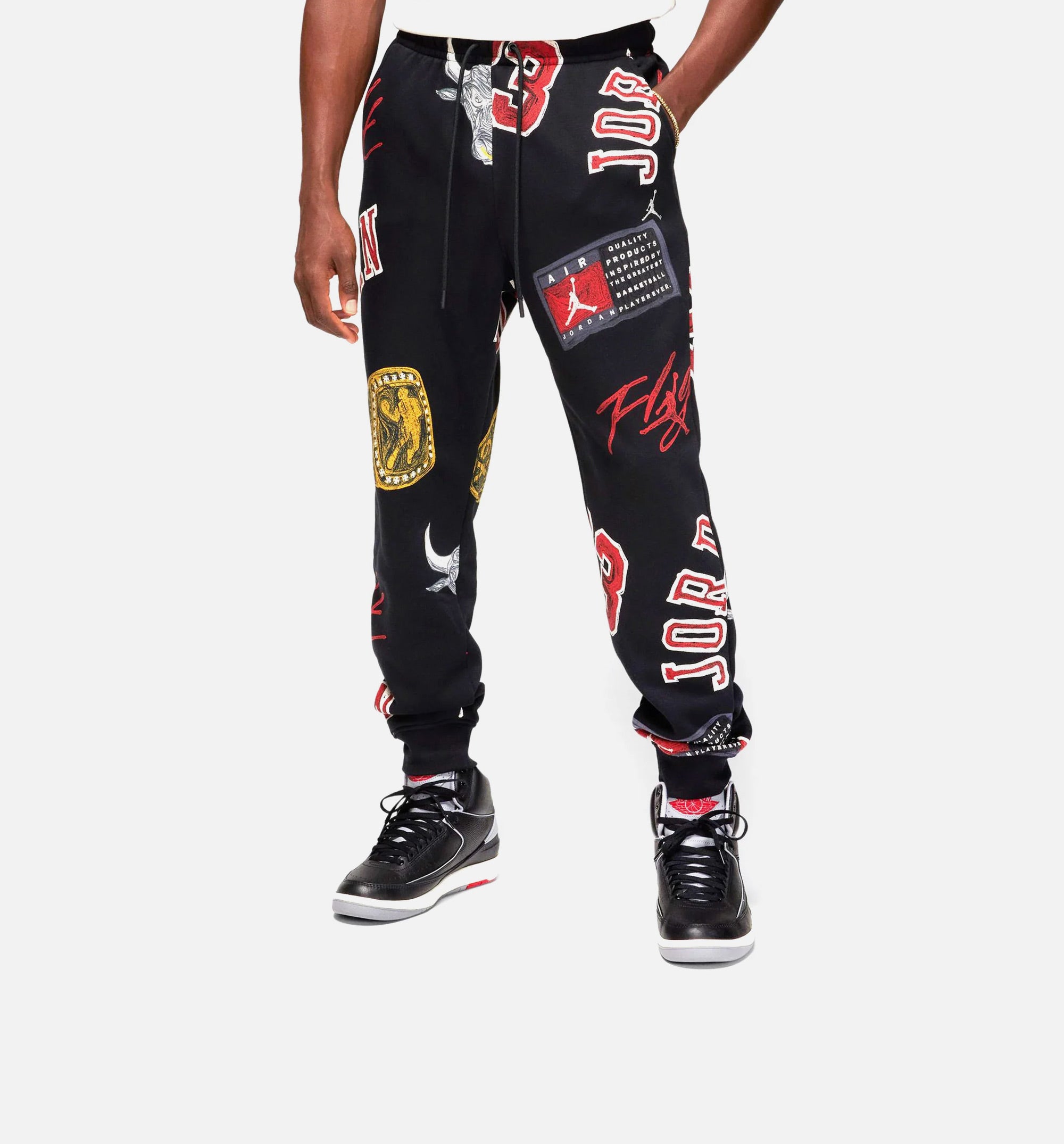 Brooklyn Fleece All Over Print Joggers Mens Pants - Black/Red、mySite、dreamappss