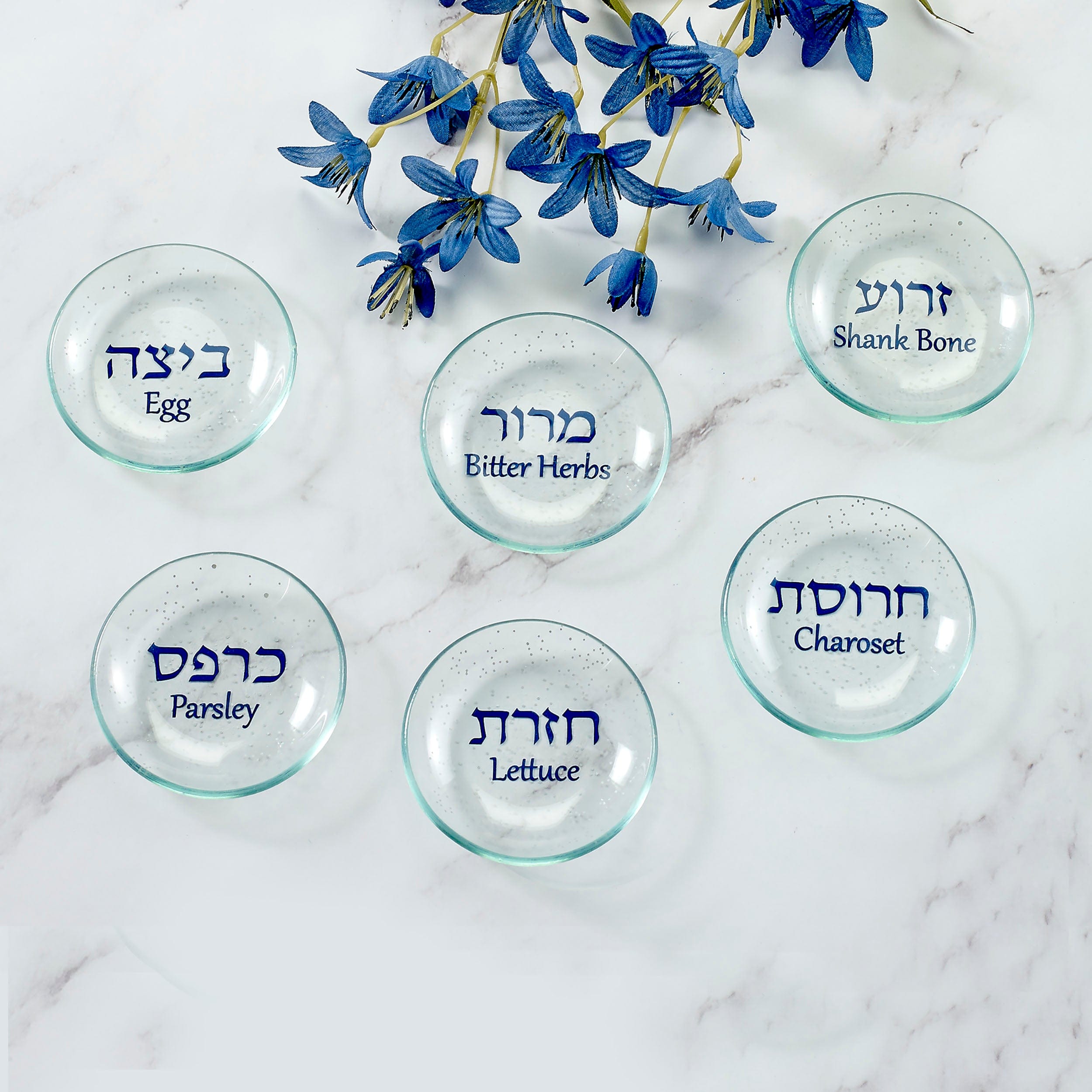 Glass Seder Plate Dishes with Glitter - Set of 6、mySite、topwebapps