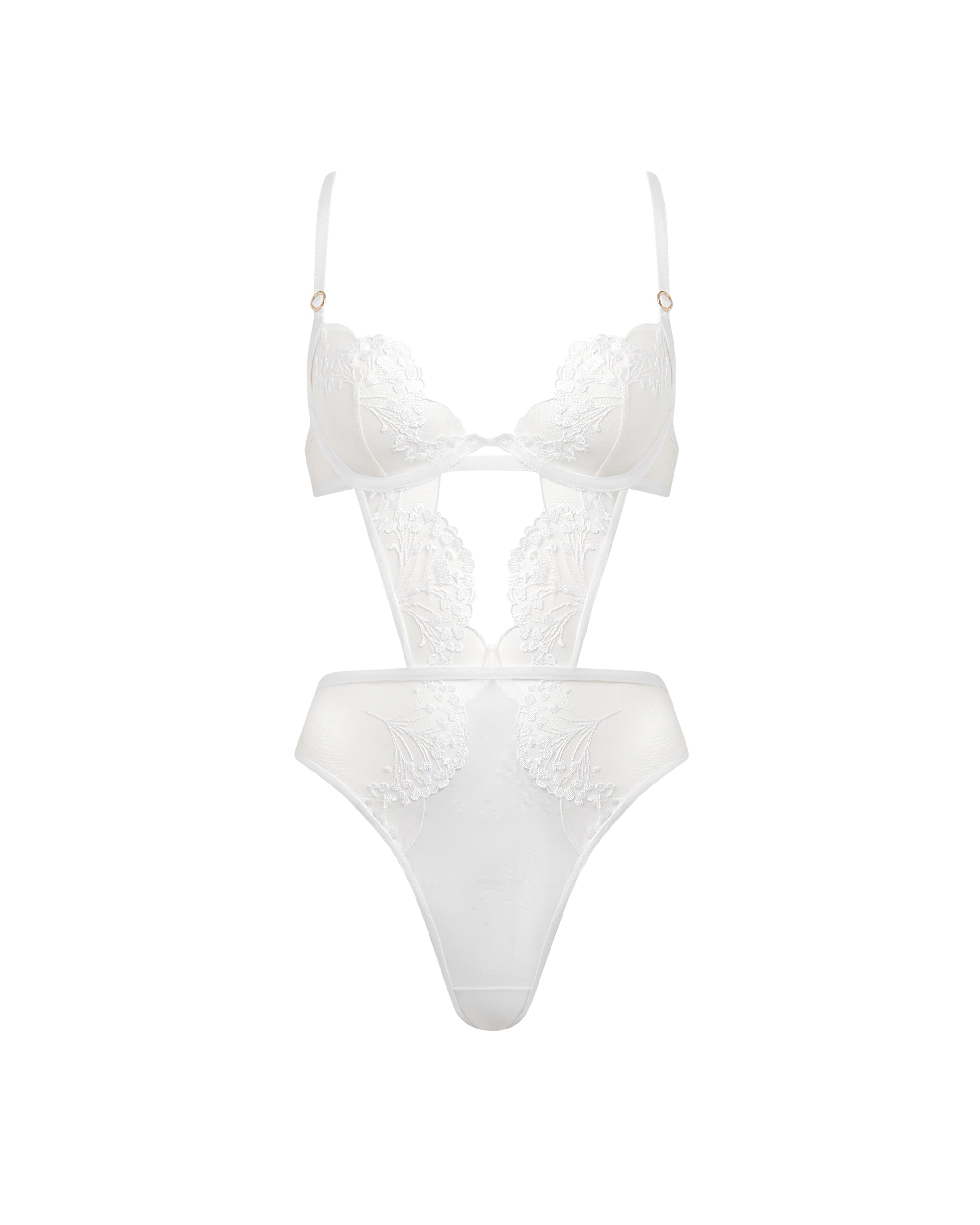 Marisa Embroidered Sheer Bodysuit White、mySite、bengalsvssteelers