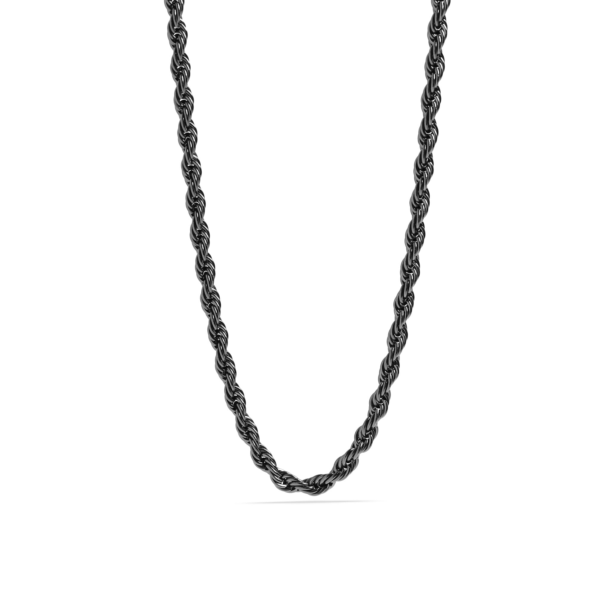 Black Stainless Steel Rope Chain Necklace / CHN9704、mySite、dreamappss