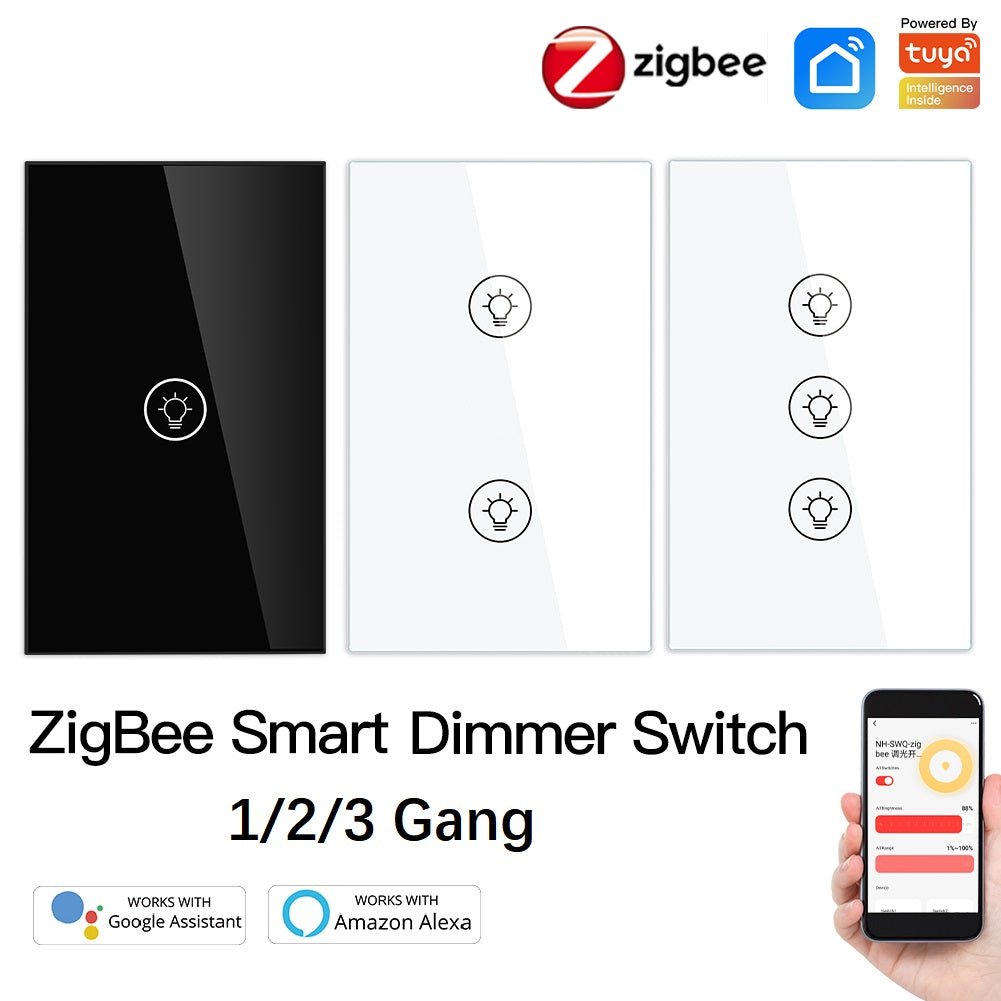ZigBee Smart Dimmer Switch, Multi-gang Smart Light Dimmer Switch, US Single Pole Neutral Wire Required、mySite、fannypackpong