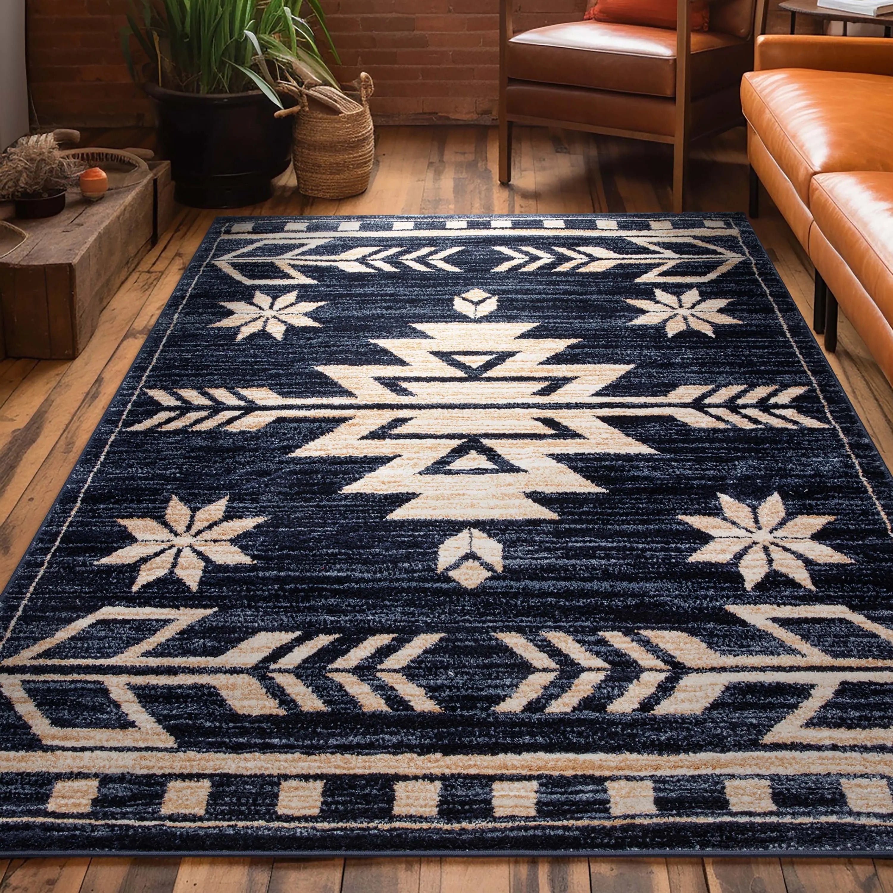 Canton Southwestern Tribal Bohemian Blue Rug、mySite、gigharbornorthrealestate
