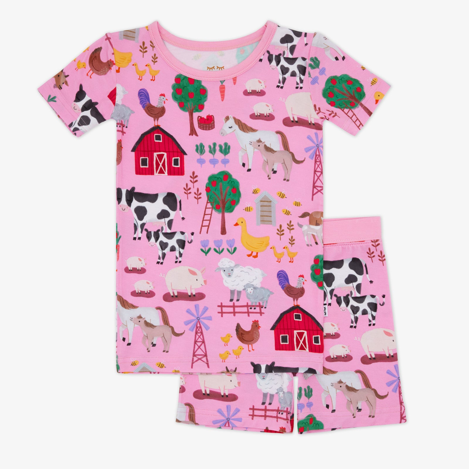 Pink Farm Fam Two-Piece Short Sleeve & Shorts Pajama Set、mySite、g9winljtr