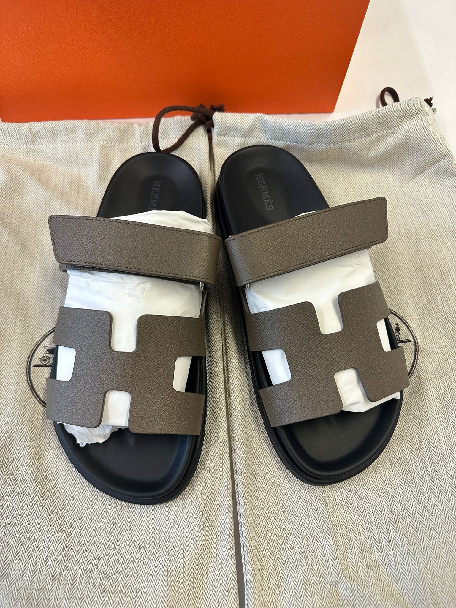 Hermès Chypre Sandals Epsom (Étoupe)、mySite、garminoutage.com