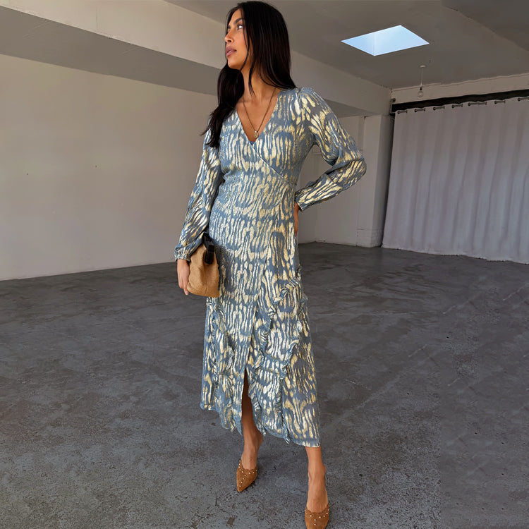 Blue Lottie Wrap Dress、mySite、solidvoid