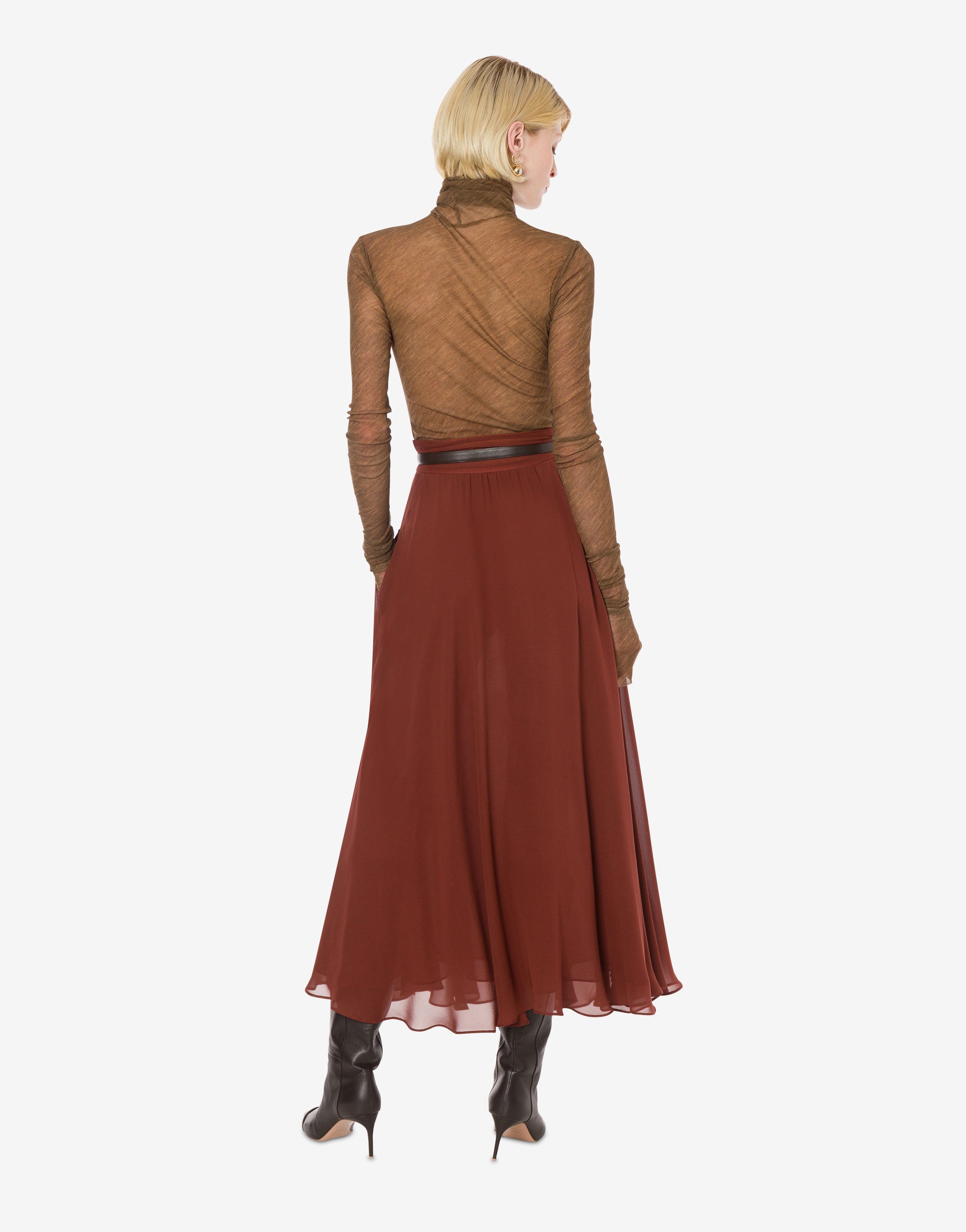 Maglia a collo alto in tulle stretch stampato、mySite、aoinhome