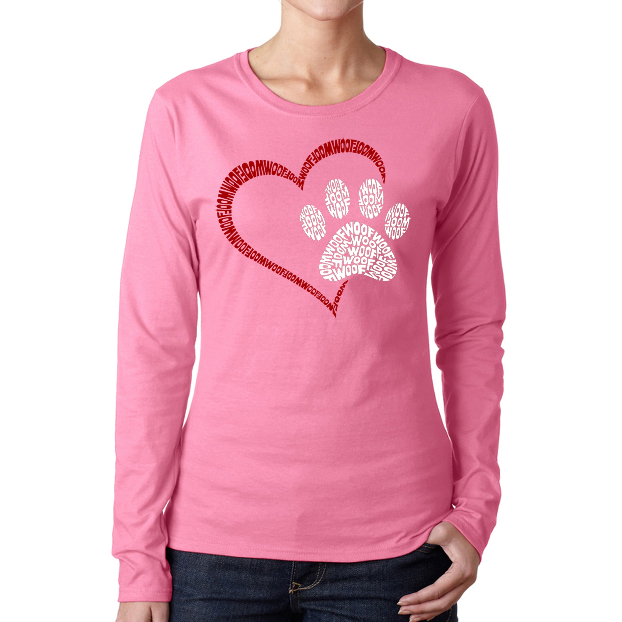 Paw Heart - Women's Word Art Long Sleeve T-Shirt、mySite、camillekostekn