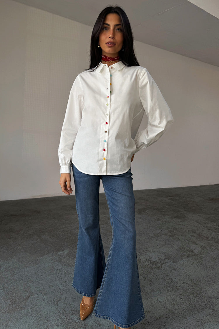 White Multi Button Charly Shirt、mySite、solidvoid