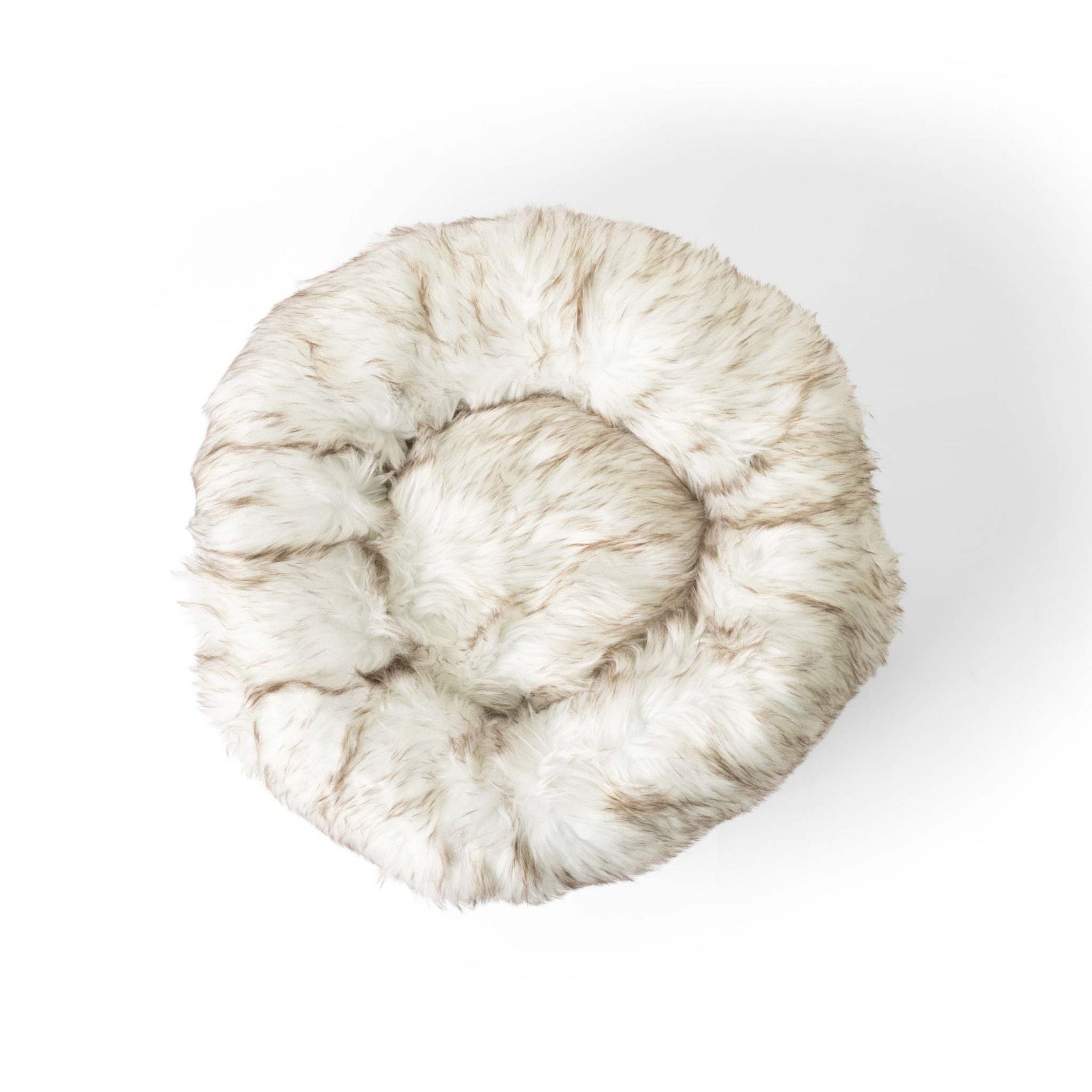 PupPouf™ Faux Fur Donut Dog Bed - White with Brown Accents、mySite、solidvoid