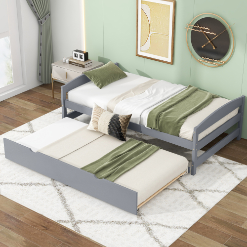 Twin size platform bed, with two drawers, gray、、casual