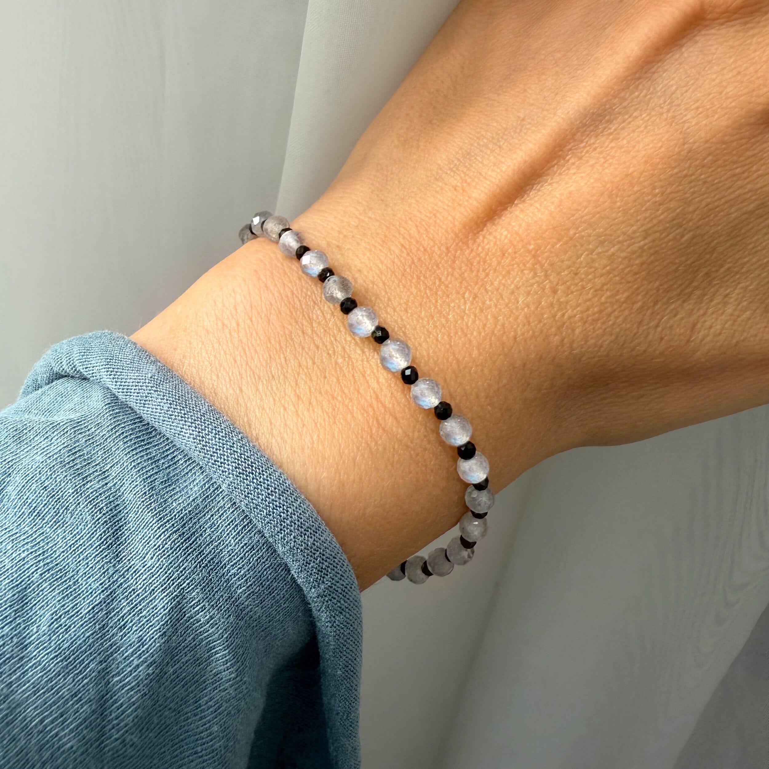 Labradorite Black Spinel Beads Bracelet - Power Shield、mySite、hinf8tx79