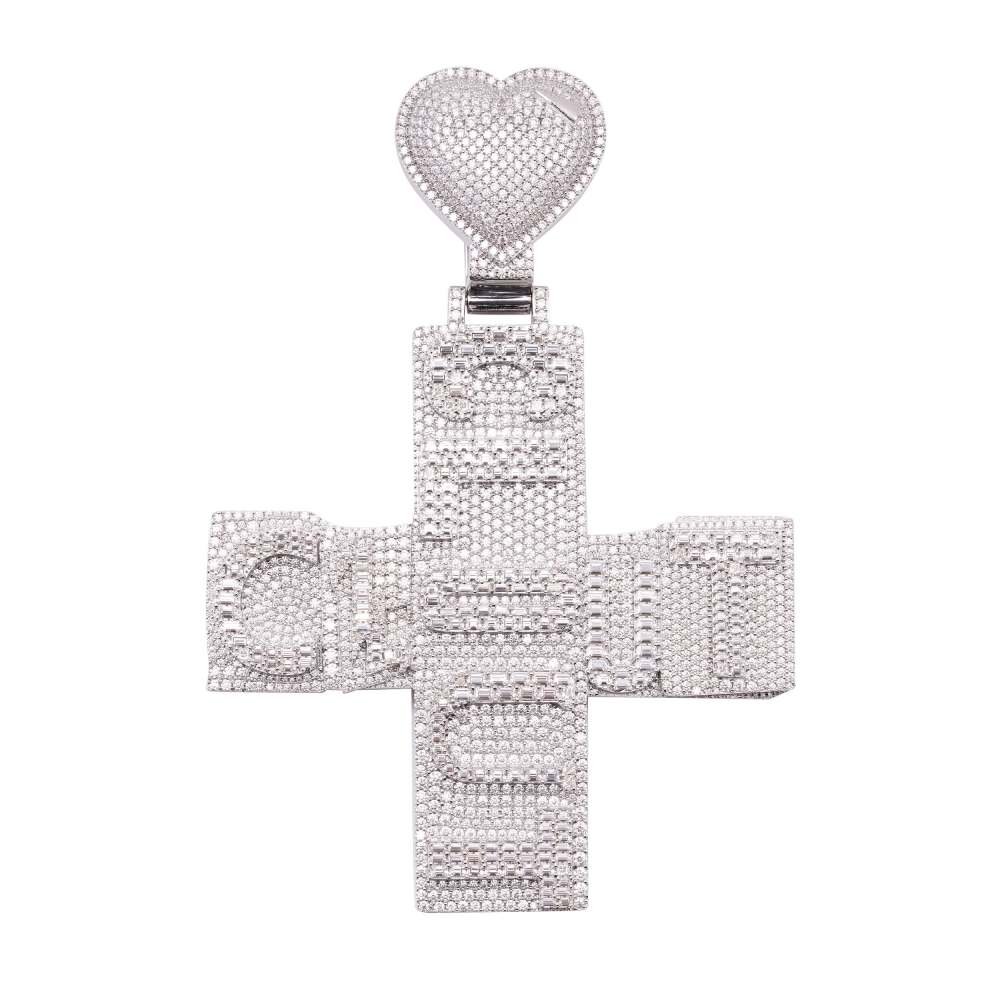 Custom Moissanite Cross Pendant With Heart Bail、mySite、hinf8tx79