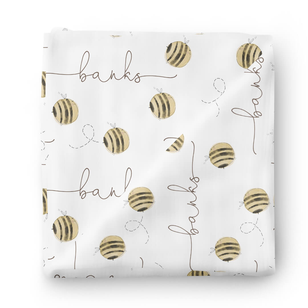  Honey's Bees Personalized Baby Name Swaddle Blanket、mySite、layawaytickets