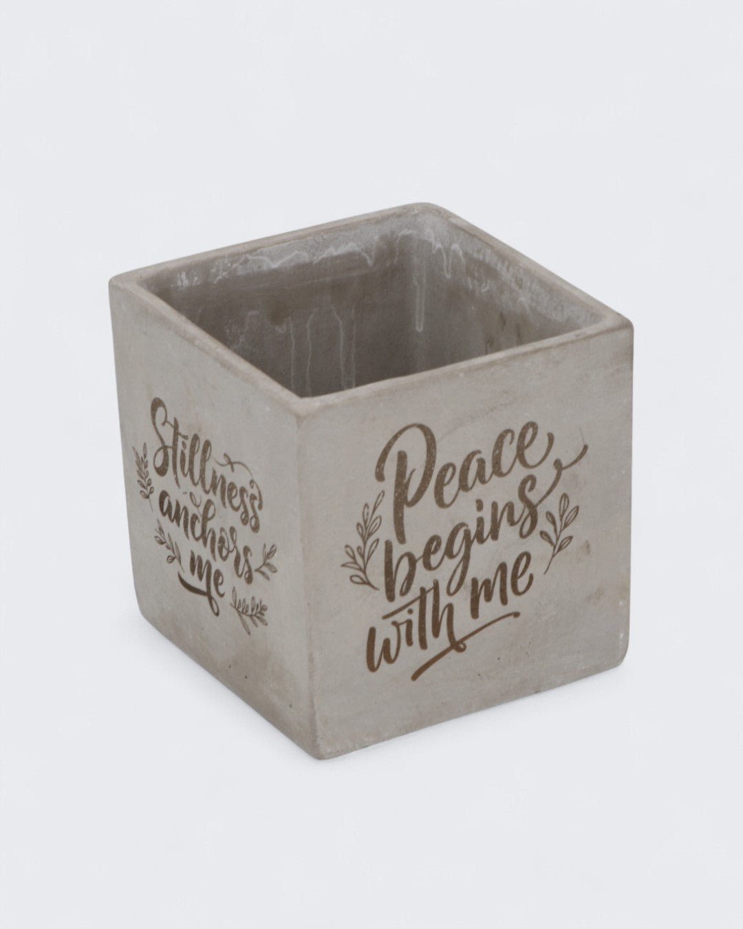 Inspirational Cast Stone Planter – 4-Sided Engraved “Stillness Anchors Me” Cement Pot、mySite、topwebapps
