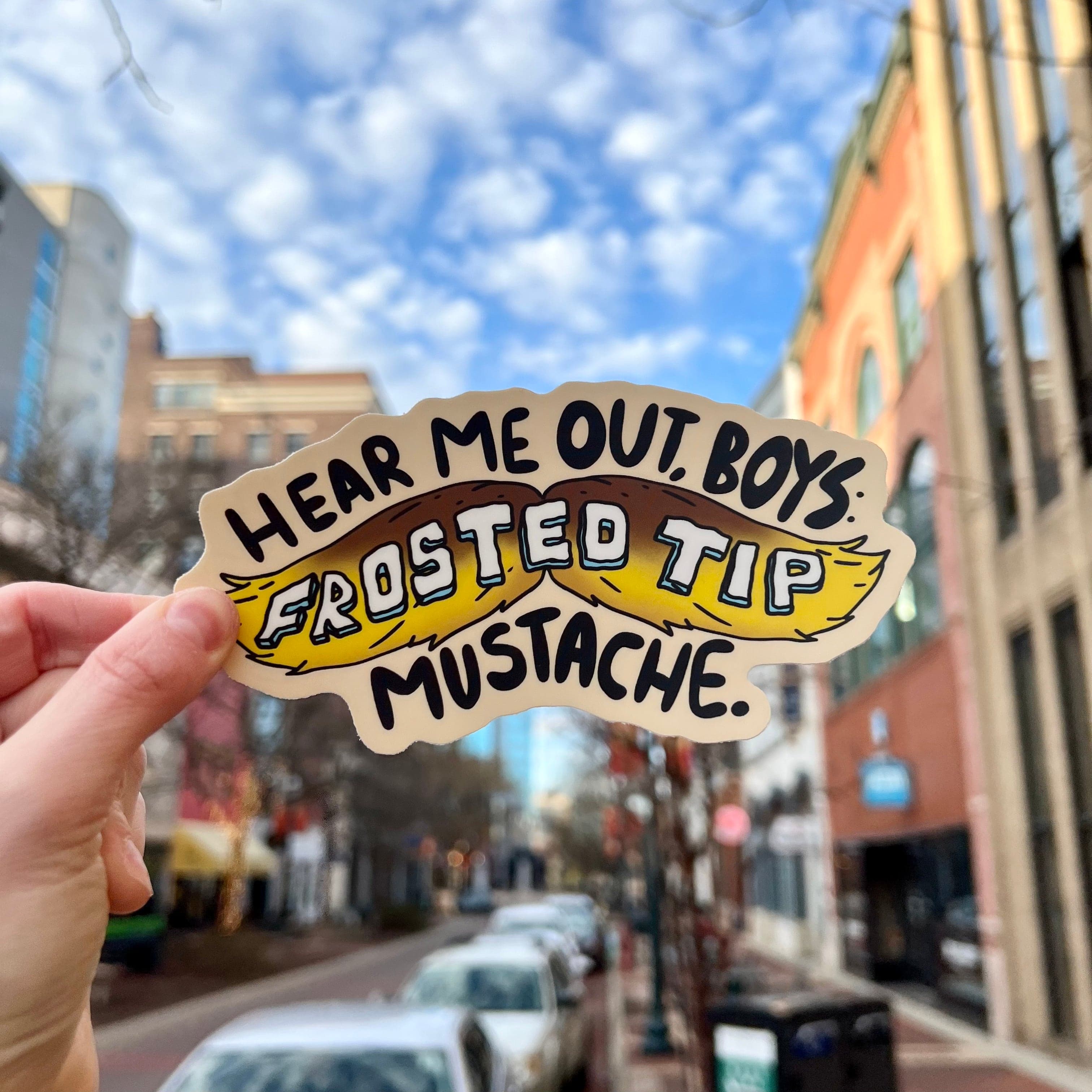  Hear me out boys. Frosted tip mustache Frankie Lapenna Sticker、mySite、ghnorth