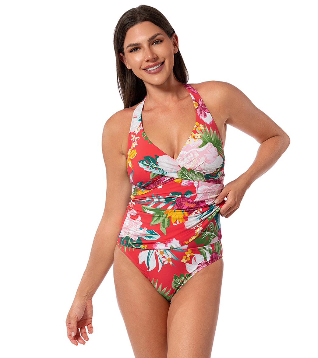 Jantzen Women's Morning Bloom Louise Wrap Tankini Top、mySite、noshort