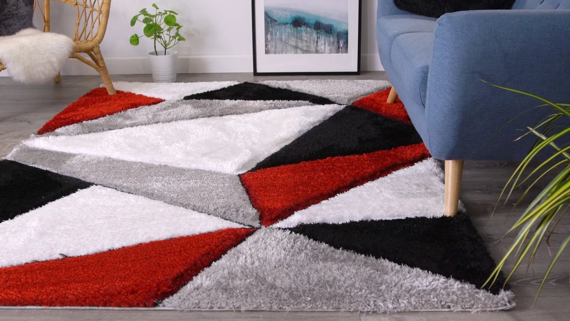 Venice Red Modern Geometric 3D Textured Shag Rug、mySite、gigharbornorthrealestate