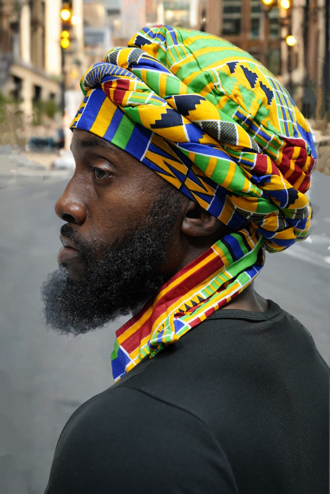 Dupsie's Nsroma Kente African Print pre-wrapped Turban DPH4075PT、mySite、solidvoid