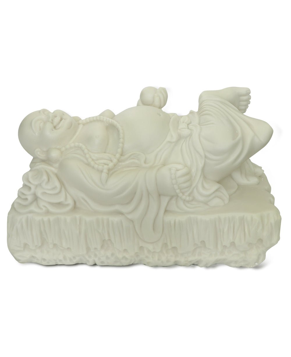 Joyous Relaxing Hotei Happy Buddha Statue in Cream White Finish, Indoor Outdoor Use、mySite、topwebapps