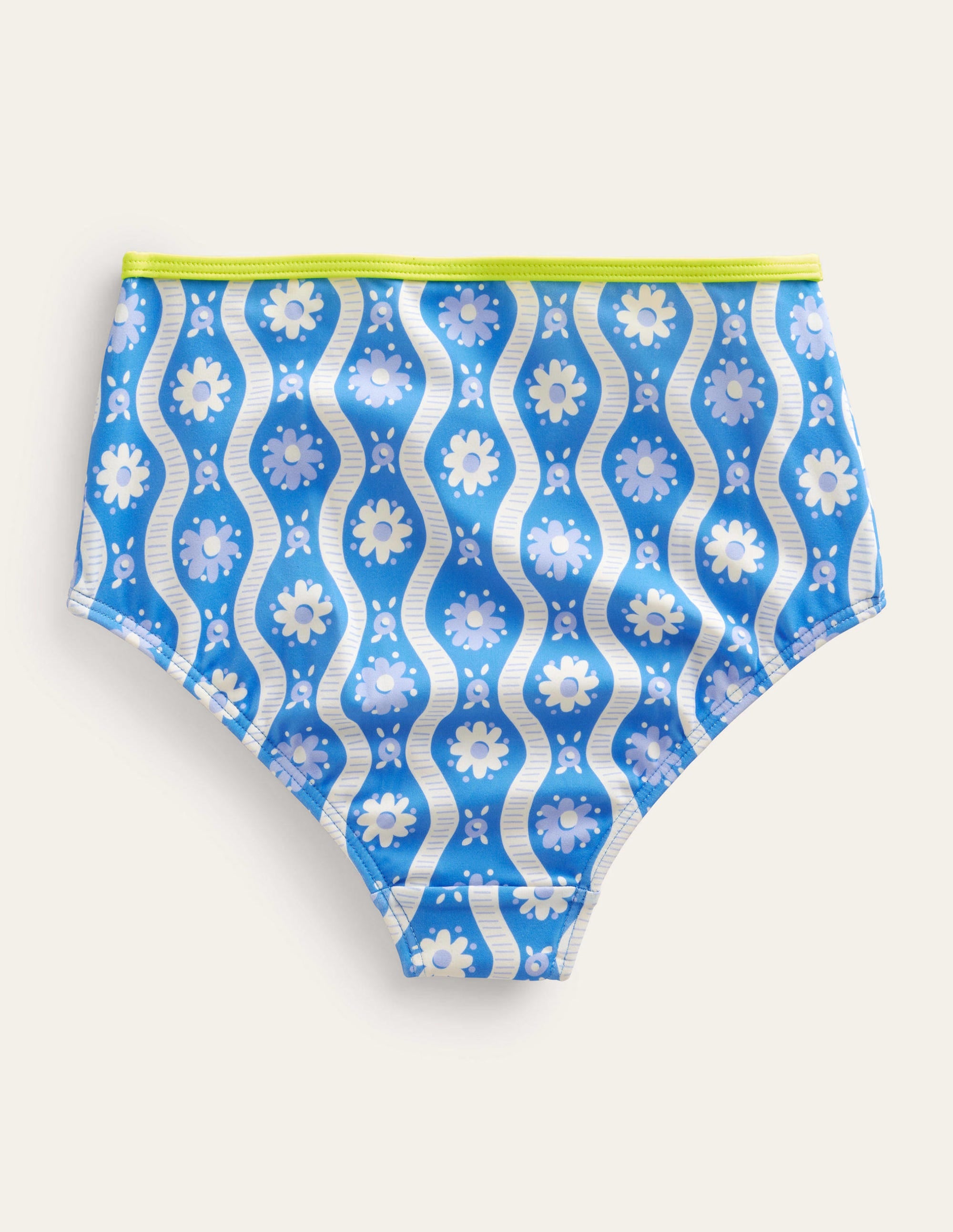  High Waisted Bikini Bottoms-Penzance Blue Daisy Wave、mySite、ashleygrahame
