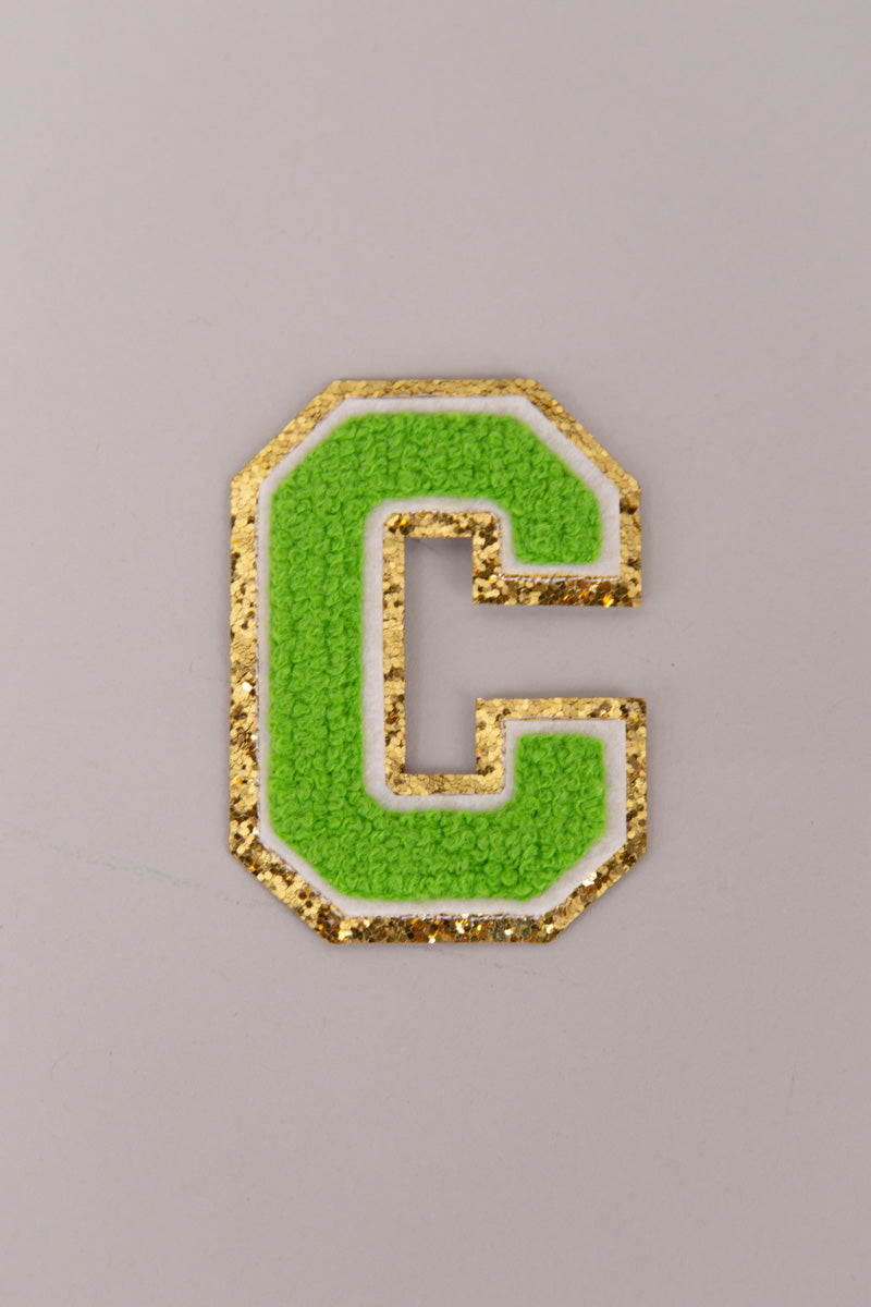 Chenille Adhesive Patch Letters - Green 5.5cm、mySite、hinf8tx79