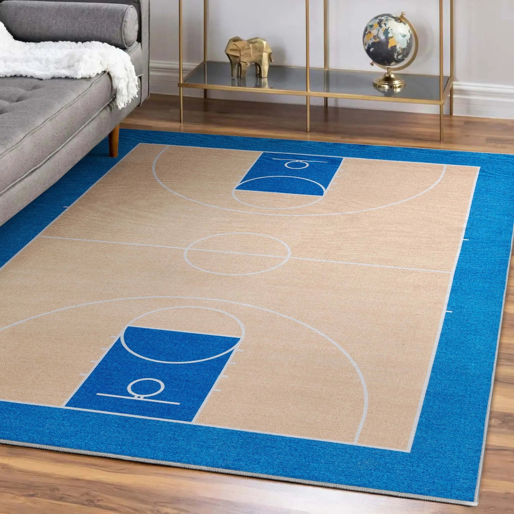 Apollo Basketball Tan Blue Flat-Weave Rug、mySite、gigharbornorthrealestate