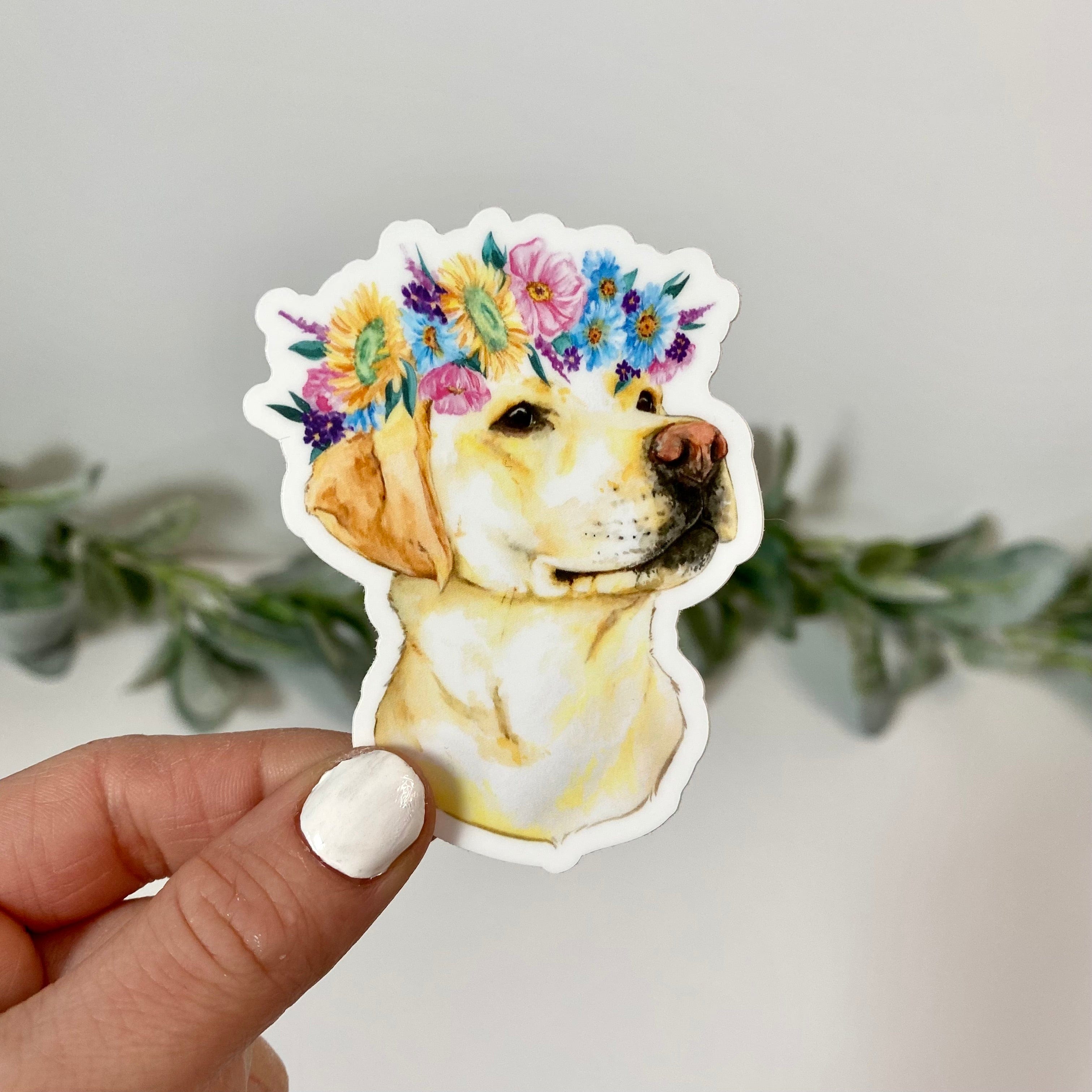  Yellow Lab With Flower Crown Sticker、mySite、ghnorth