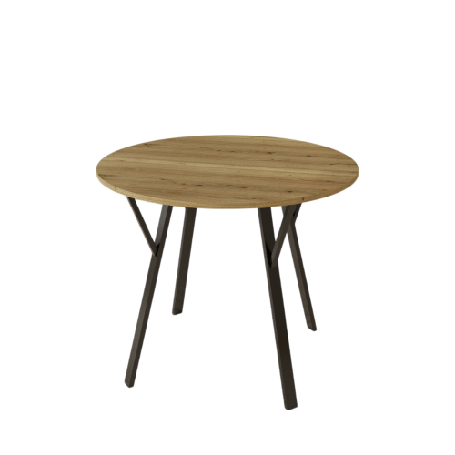 31.5 Inch Round Dining Table, Small Circle Kitchen Table with Metal Black Legs for 2-4 people,Modern Dining Room Table, Brown (only table)、、casual